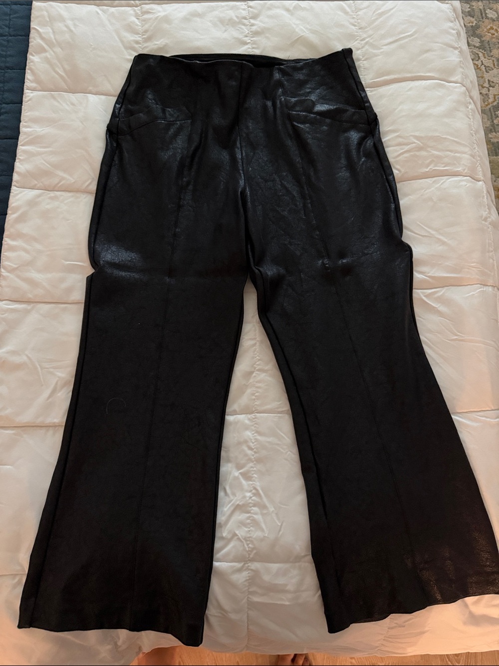 Liverpool Black Faux Leather Wide-Leg Pants (black crackle)